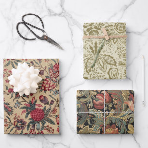 Feuille De Papier Cadeau Art floral de la tapisserie
