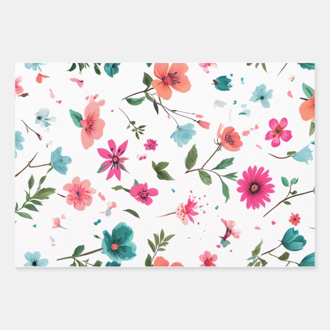 Feuille De Papier Cadeau Art floral dynamique (Devant)