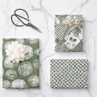 Feuille De Papier Cadeau Art floral peintre vert olive et impressions sur b