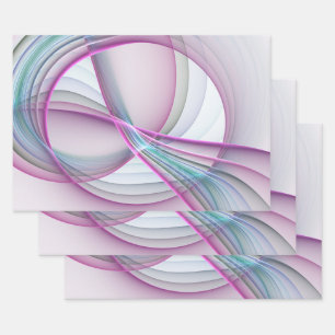 Feuille De Papier Cadeau Art fractal abstrait coloré en mouvement