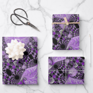 Feuille De Papier Cadeau Art fractal monochrome violet
