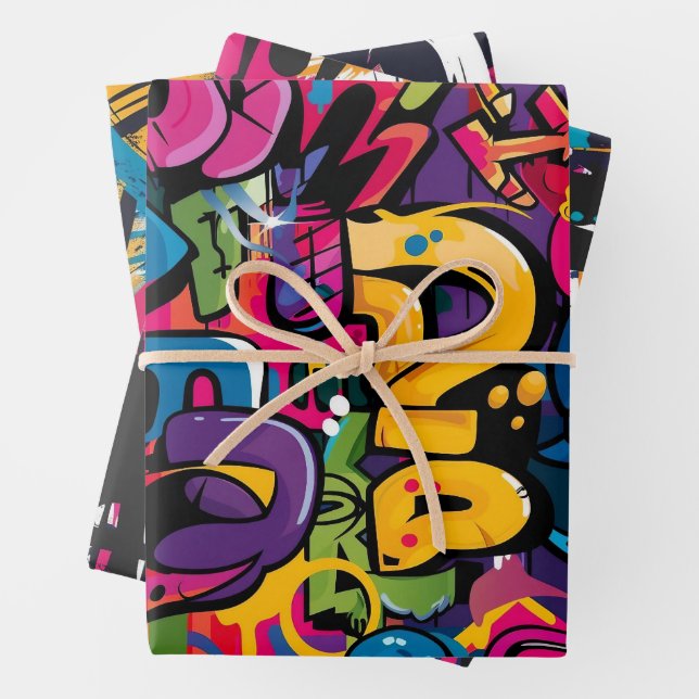 Feuille De Papier Cadeau Art graffiti (En situation)
