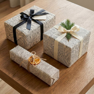 Feuille De Papier Cadeau Art minimaliste en ligne noire et blanche