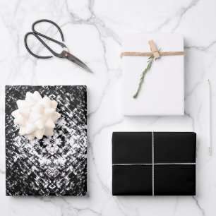 Feuille De Papier Cadeau Art Moderne Abstrait Noir Et Blanc Hypnotique