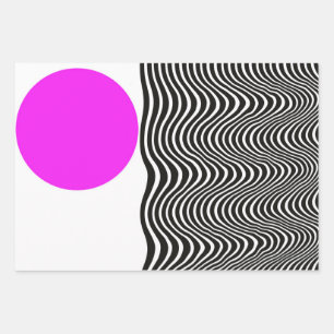 Feuille De Papier Cadeau Art moderne rose et noir du milieu du siècle 