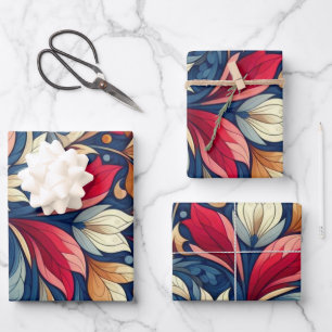 Feuille De Papier Cadeau Art Morris aux fleurs bleues