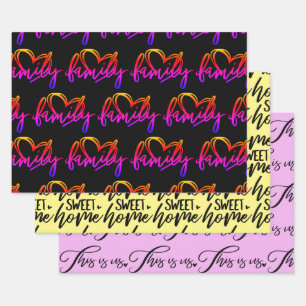 FEUILLE DE PAPIER CADEAU ART MOT FAMILIAL