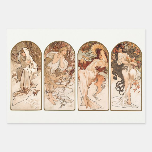 Feuille De Papier Cadeau Art Nouveau, Art Déco, Saison, Mucha Découpage (Devant)