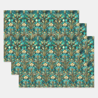Feuille De Papier Cadeau Art Nouveau Botanical Wrapping Paper Sheets Set
