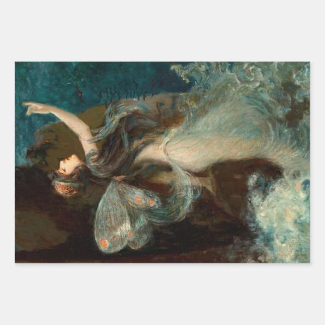 Feuille De Papier Cadeau Art Nouveau Papillon Fairy Water Maiden (Devant 3)