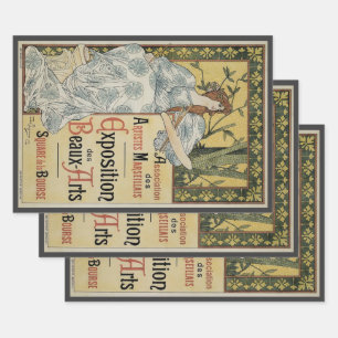Feuille De Papier Cadeau Art Nouveau vintage, Exposition des Beaux Arts