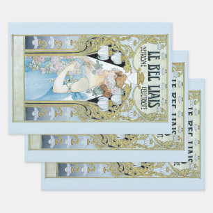 Feuille De Papier Cadeau Art Nouveau vintage Le Bec Liais, Privat Livemont