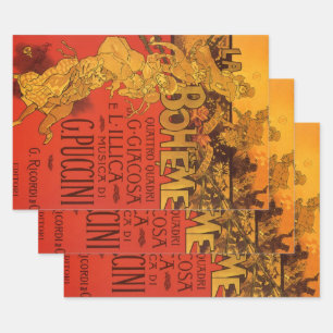 Feuille De Papier Cadeau Art Nouveau vintage musique, Opéra La Bohème, 1896