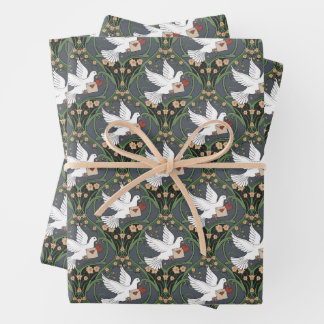 Feuille De Papier Cadeau Art Nouveau White Dove Love