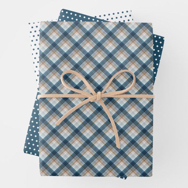 Feuille De Papier Cadeau Art Plaid Et Pois Élégant (En situation)
