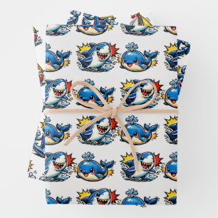 Feuille De Papier Cadeau Art Pop Anniversaire Thème Nautique