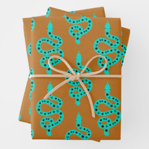 Feuille De Papier Cadeau Art populaire texturé grunge sorcière Serpent vert