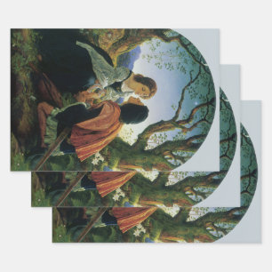Feuille De Papier Cadeau Art vintage, Amants au crépuscule, Sir Joseph Noel