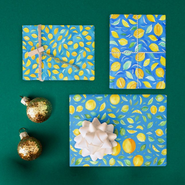 Feuille De Papier Cadeau Artsy Turquoise Arruits Motif d'aquarelle (Créateur téléchargé)