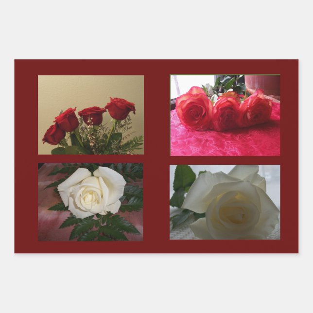 Feuille De Papier Cadeau Assorted Rose Images Wrapping Paper Sheets (Devant 2)