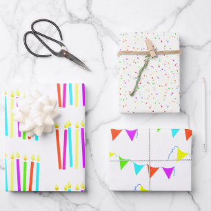 Feuille De Papier Cadeau Assortiment d'anniversaire coloré pour enfants
