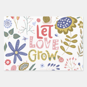 Feuille De Papier Cadeau Assortiment floral positif