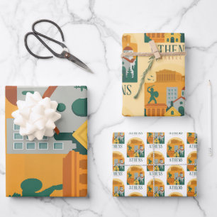 Feuille De Papier Cadeau Athènes vintage Grèce Voyage - Parthenon & City
