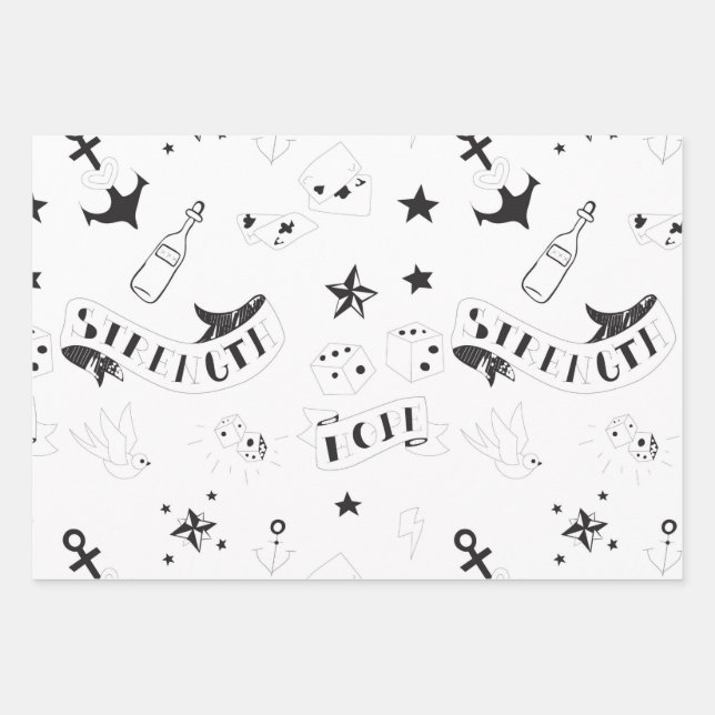 Feuille De Papier Cadeau Autocollants Tattoo Flash Hope (Devant)
