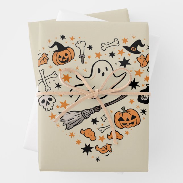 Feuille De Papier Cadeau Automne Citrouille Automne Thanksgiving Halloween (En situation)