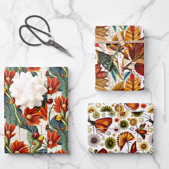 Feuille De Papier Cadeau Automne Floral (Recto)