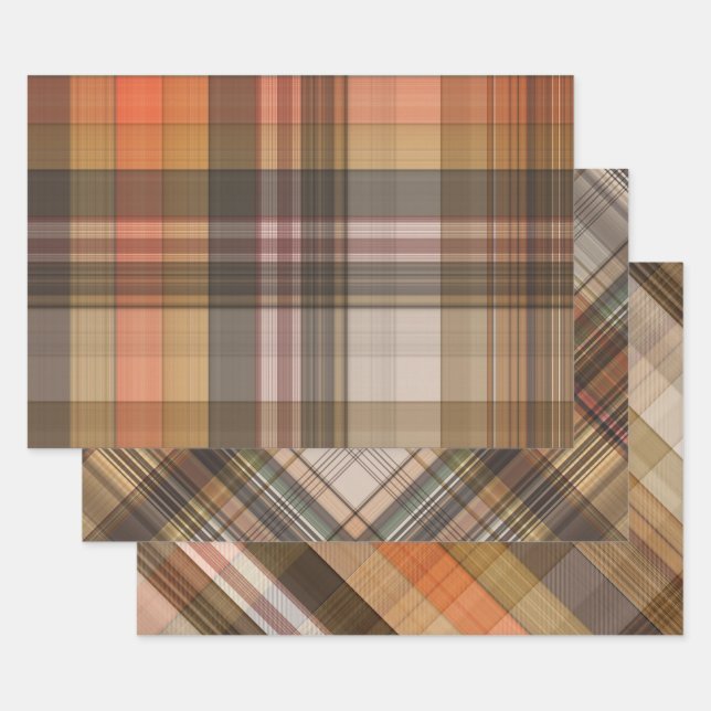 Feuille De Papier Cadeau Automne Plaids Trio (Lot)