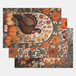 Feuille De Papier Cadeau Automne turc vintage et Citrouille