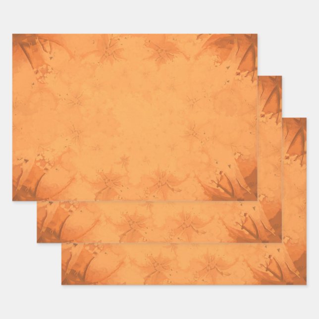 Feuille De Papier Cadeau Automne Victorien Brown Orange Motif (Lot)