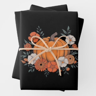 Feuille De Papier Cadeau Automne Vintage Citrouille Thanksgiving