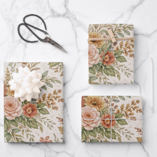 Feuille De Papier Cadeau Autumn Blush Garden Floral Pattern