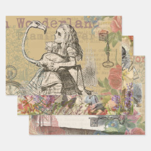 Feuille De Papier Cadeau Aventures d'Alice au pays des merveilles Flamant C