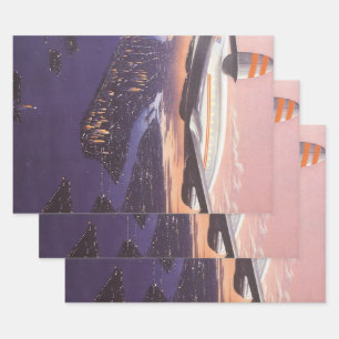 Feuille De Papier Cadeau Avion vintage sur la rivière Hudson, New York City