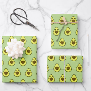 Feuille De Papier Cadeau Avocado Love Cute Avocado avec coeur