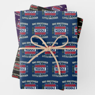 Feuille De Papier Cadeau Awesome Middle Brother - est grand et petit