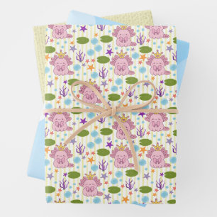 Feuille De Papier Cadeau Axolotl Aquarium Girl