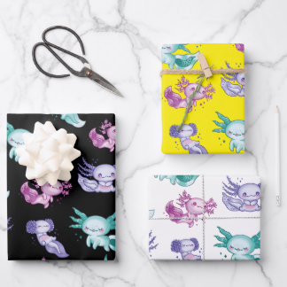 Feuille De Papier Cadeau Axolotls mignons