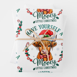 Feuille De Papier Cadeau Ayez Une Petite Vache De Noël Mignonne Moyenne