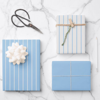 Feuille De Papier Cadeau Baby Blue Pinstripe - Classic Minimalisme