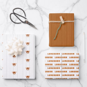 Feuille De Papier Cadeau Baby Boy Longhorn Burnt Orange