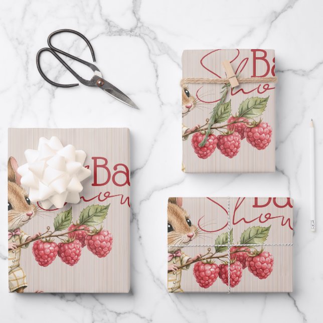 Feuille De Papier Cadeau Baby Boy Woodland Animal Shower (Recto)