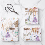 Feuille De Papier Cadeau Baby First Christmas Reindeer Ajouter Baby Name<br><div class="desc">Un premier papier d'emballage de Noël pour bébé pour le jour férié avec des rennes de bébé peints à l'aquarelle et des écureuils se dirigeant vers le pôle Nord sur un arrière - plan blanc. Le nom du bébé et un accueil de vacances peuvent être customisés sur ce papier.</div>