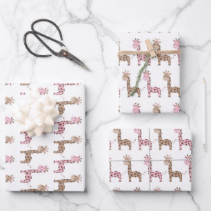 Feuille De Papier Cadeau Baby Girl Giraffe