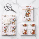Feuille De Papier Cadeau Baby Reindeer Tangled Lights Christmas Kids<br><div class="desc">Les petits animaux les plus mignons, cette fois son bébé renne, pour envelopper les cadeaux de Noël de votre petit. Trois vues différentes de l'animal, sur un arrière - plan de couleur rose, qui se mélangent, peuvent être changées par soi-même, ou les obtenir telles qu'elles sont. Les enfants voudront garder...</div>