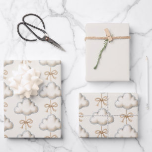 Feuille De Papier Cadeau Baby Shower Cream Blue Cloud Nine