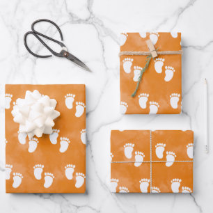 Feuille De Papier Cadeau Baby shower d'aquarelle d'automne Motif d'empreint